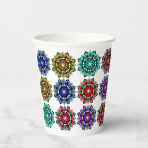 Mandala in various colours paper cups