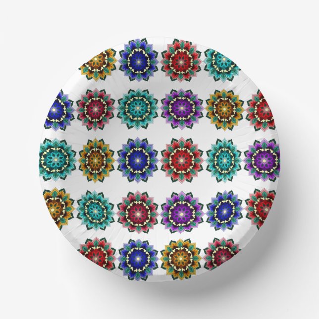 Mandala in various colours paper plate (Front)