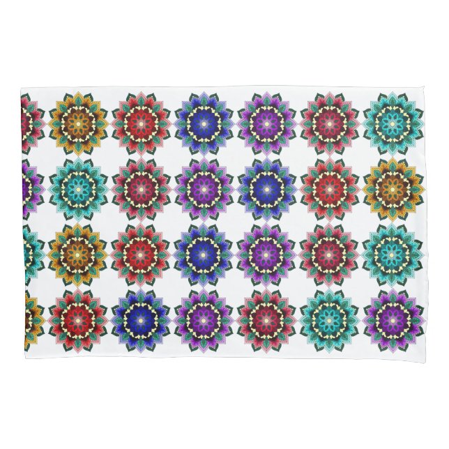 Mandala in various colours pillowcase (Front-Left)