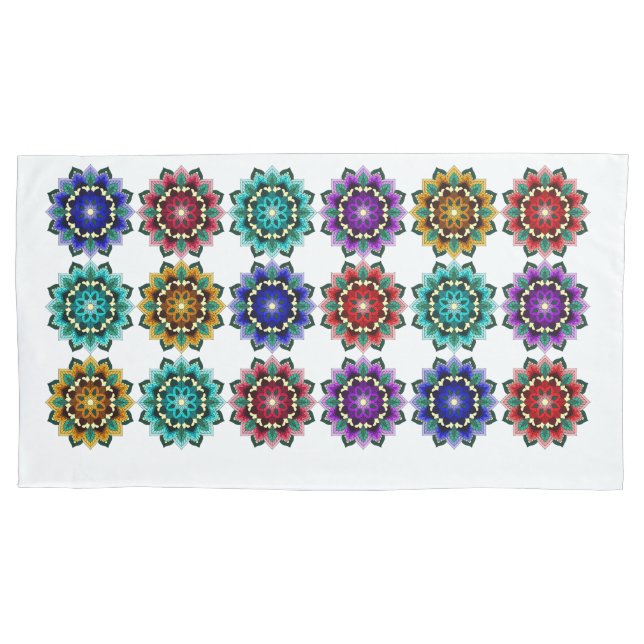 Mandala in various colours pillowcase (Front)