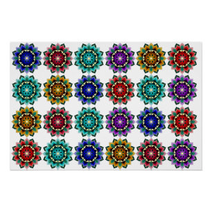 Mandala in various colours poster