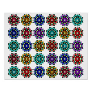 Mandala in various colours poster