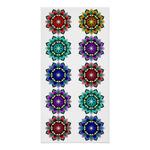 Mandala in various colours poster