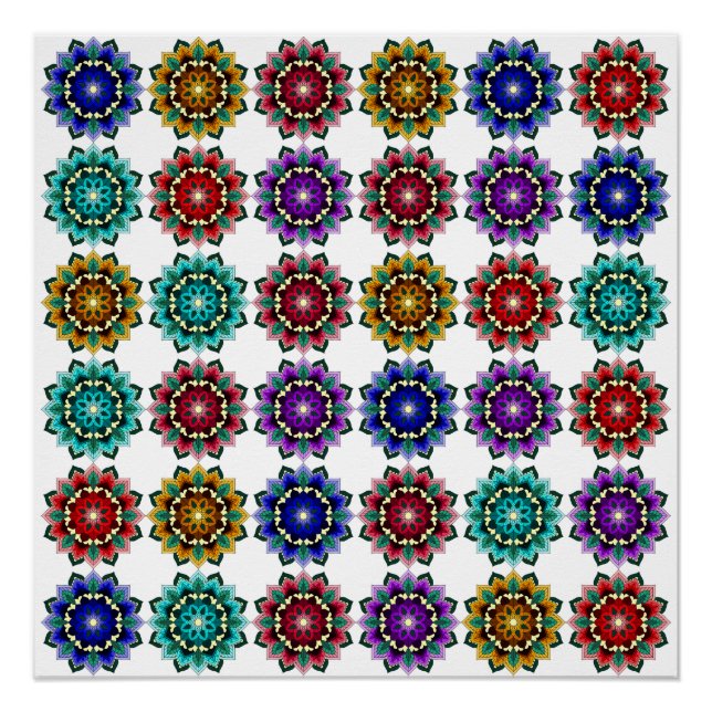 Mandala in various colours poster (Front)