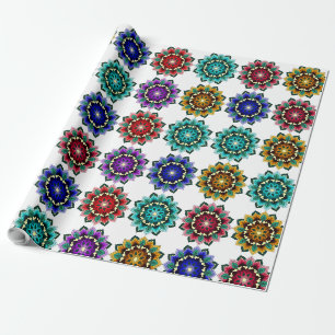 Mandala in various colours wrapping paper