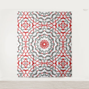 Mandala in white, red and khaki. tapestry