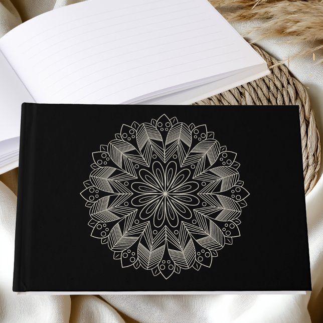 Mandala Indian Boho Chic Elegant Black Wedding Guest Book (Creator Uploaded)
