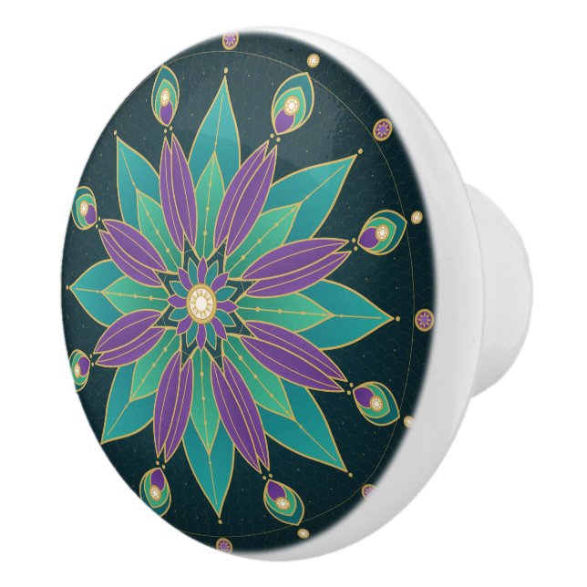 Mandala inspired  ceramic knob (Right)