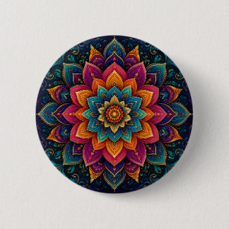 Mandala-inspired floral artwork 6 cm round badge