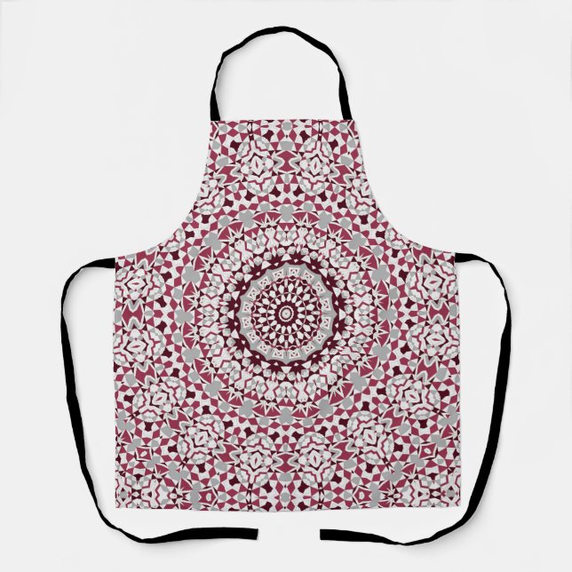 Mandala is burgundy-grey apron (Front)