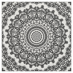 Mandala, kaleidoscope, black and white, ornament fabric