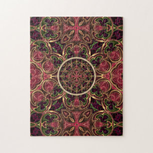 Mandala, Kaleidoscope Tapestry Cross Abstract Jigsaw Puzzle