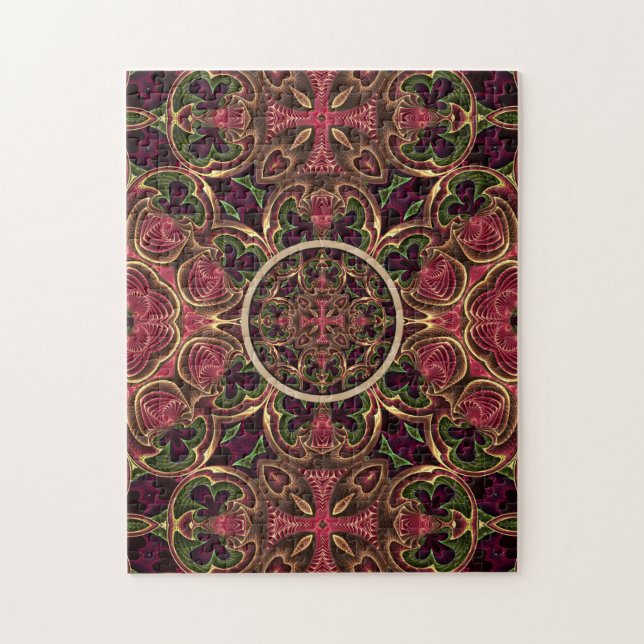 Mandala, Kaleidoscope Tapestry Cross Abstract Jigsaw Puzzle (Vertical)
