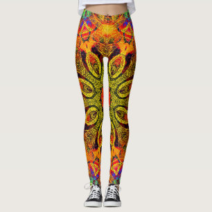 Mandala, Kaleidoscopic Design in Gold Leggings