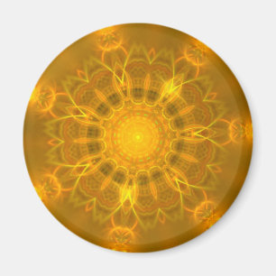 Mandala Lace Lines Warm Glow Yellow Background Magnet