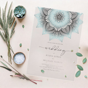 Mandala Lace Rev Wedding Lt. Blue ID968 Acrylic Invitations