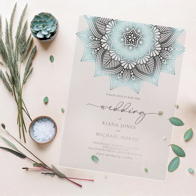 Mandala Lace Rev Wedding Lt. Blue ID968 Acrylic Invitations (Creator Uploaded)