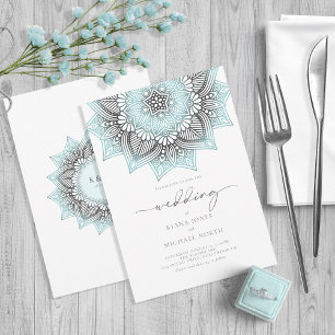Mandala Lace Rev Wedding Lt. Blue ID968 Invitation