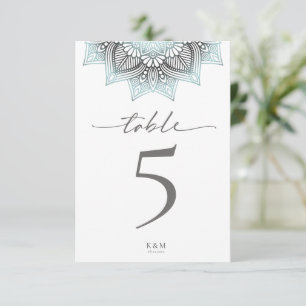 Mandala Lace Rev Wedding Table Number Blue ID968