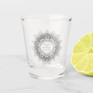 Mandala Lace Wedding Neutrals ID478 Shot Glass