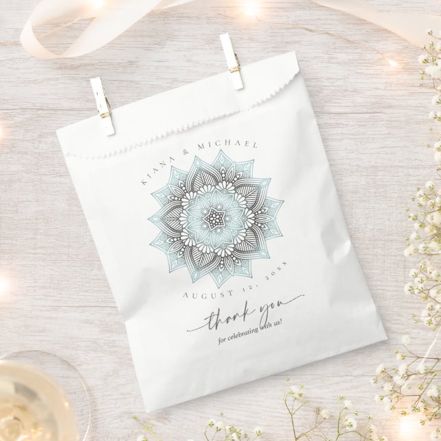 Mandala Lace Wedding Thank You Lt. Blue ID968  Favour Bag (Clipped)
