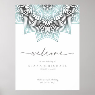 Mandala Lace Wedding Welcome Lt. Blue ID968  Poster
