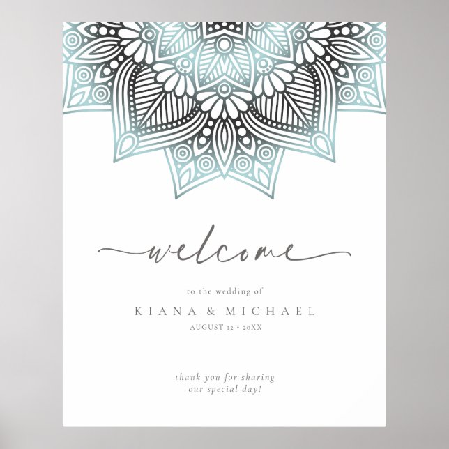 Mandala Lace Wedding Welcome Lt. Blue ID968  Poster (Front)
