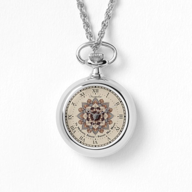 Mandala Latin Hippocrates Quote Necklace EWatch (Front)