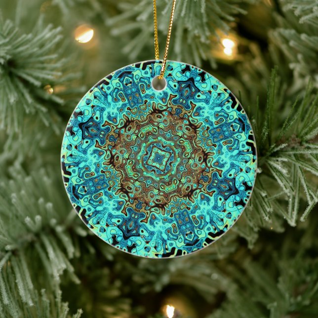 Mandala-like colourful pattern (mandala monsters) ceramic ornament (Tree)