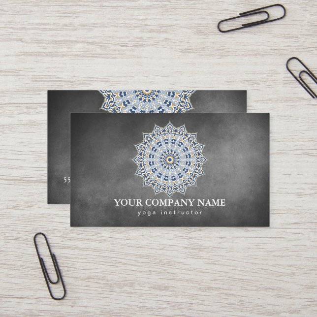 MANDALA LOGO CUSTOMIZED YOGA  INSTRUCTOR BUSINESS CARD (Front/Back In Situ)