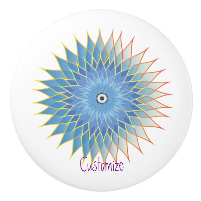 Mandala Lotus Blossom Thunder_Cove Ceramic Knob (Front)
