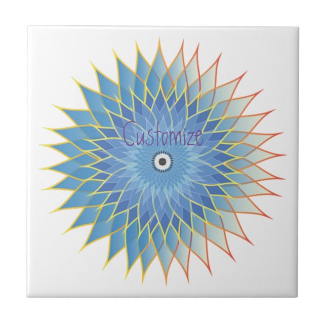 Mandala Lotus Blossom Thunder_Cove Ceramic Tile (Front)