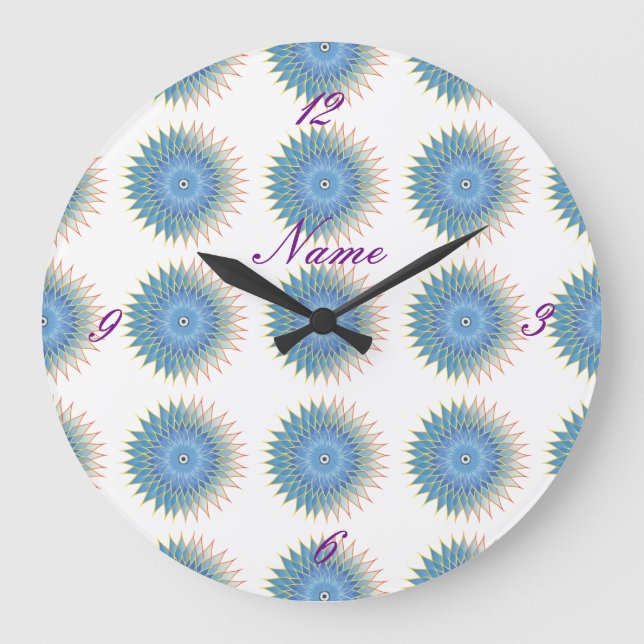 Mandala Lotus Blossom Thunder_Cove Large Clock (Front)