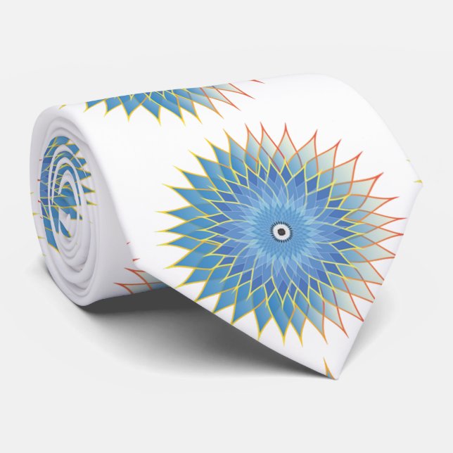 Mandala Lotus Blossom Thunder_Cove Tie (Rolled)