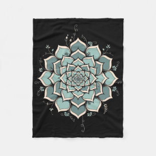 Mandala Lotus Buddha Zen Art Botanical Succulent F Fleece Blanket