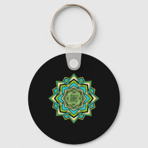 Mandala Lotus Buddha Zen Art Botanical Succulent F Key Ring