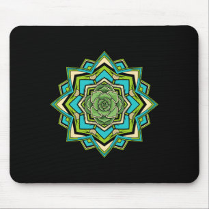 Mandala Lotus Buddha Zen Art Botanical Succulent F Mouse Pad