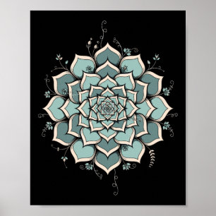 Mandala Lotus Buddha Zen Art Botanical Succulent F Poster
