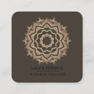 Mandala Lotus Flower Gold Yoga Instructor Fitness Square Business Card