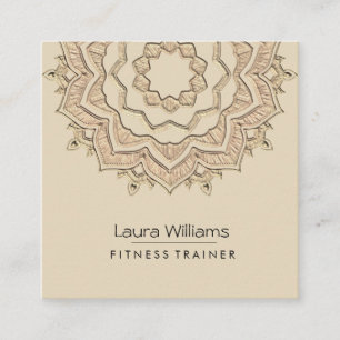 Mandala Lotus Flower Gold Yoga Instructor Fitness Square Business Card