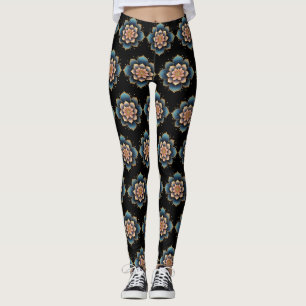 Mandala Lotus Flower with Sparkling Crystals Leggings