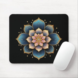 Mandala Lotus Flower with Sparkling Crystals Mouse Pad