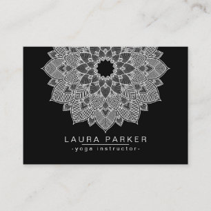 Mandala Lotus Flower Yoga Black White Holistic Business Card