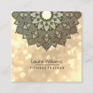 Mandala Lotus Flower Yoga Instructor Holistic Square Business Card