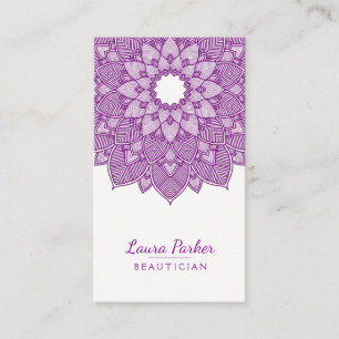 Mandala Lotus Flower Yoga  Meditation Purple Business Card