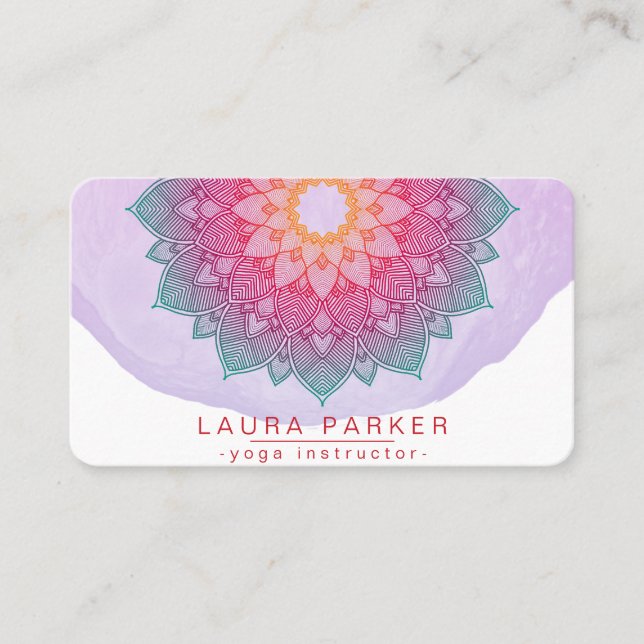 Mandala Lotus Flower Yoga Pink Holistic Business C Business Card (Front)