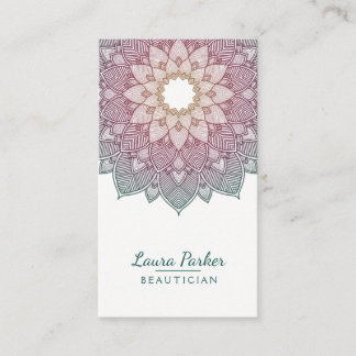 Mandala Lotus Flower Yoga Wellness Meditation Teal Business Card