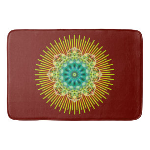 Mandala Lotus yellow green + your backgr. & ideas Bath Mat