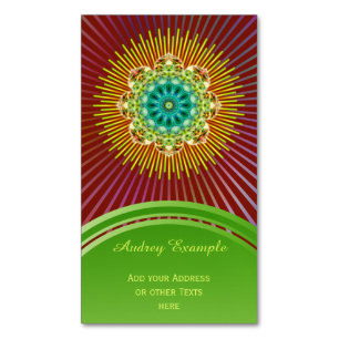 Mandala Lotus yellow green + your backgr. & ideas Magnetic Business Card