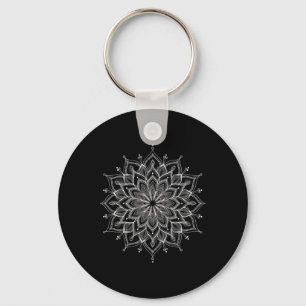 Mandala Lotus Zen Art Boho Buddha Botanical Succul Key Ring